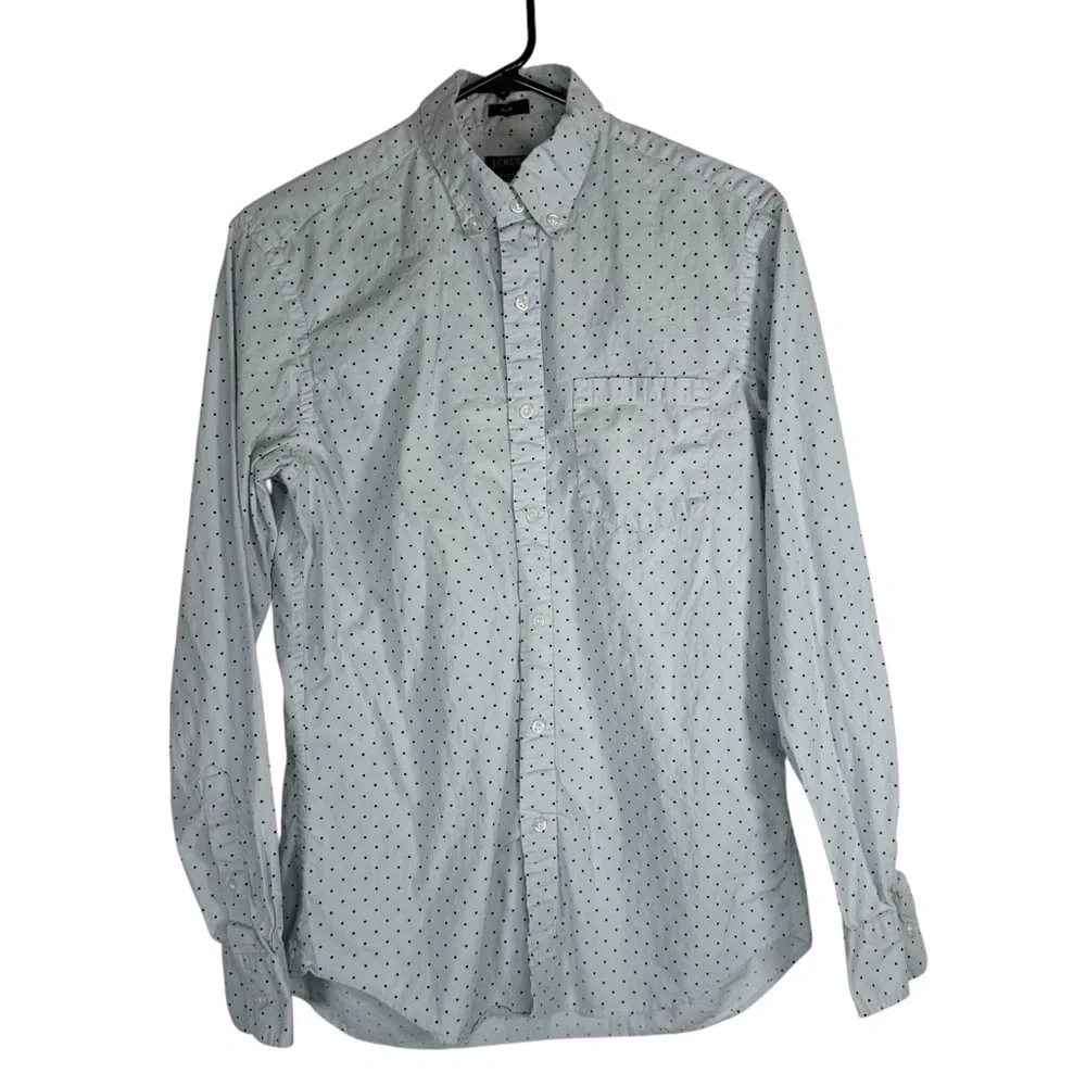 J. Crew Men's Small Slim Fit Flex Washed Polka Dot Long Sleeve Button Up Shirt - Picture 1 of 5
